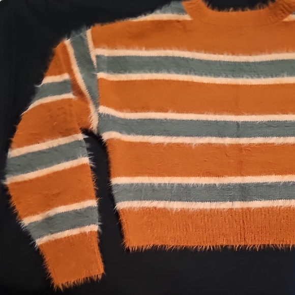 NWT Cozy Full Tilt Striped Sweater - Orange and Gray - Picture 6 of 9